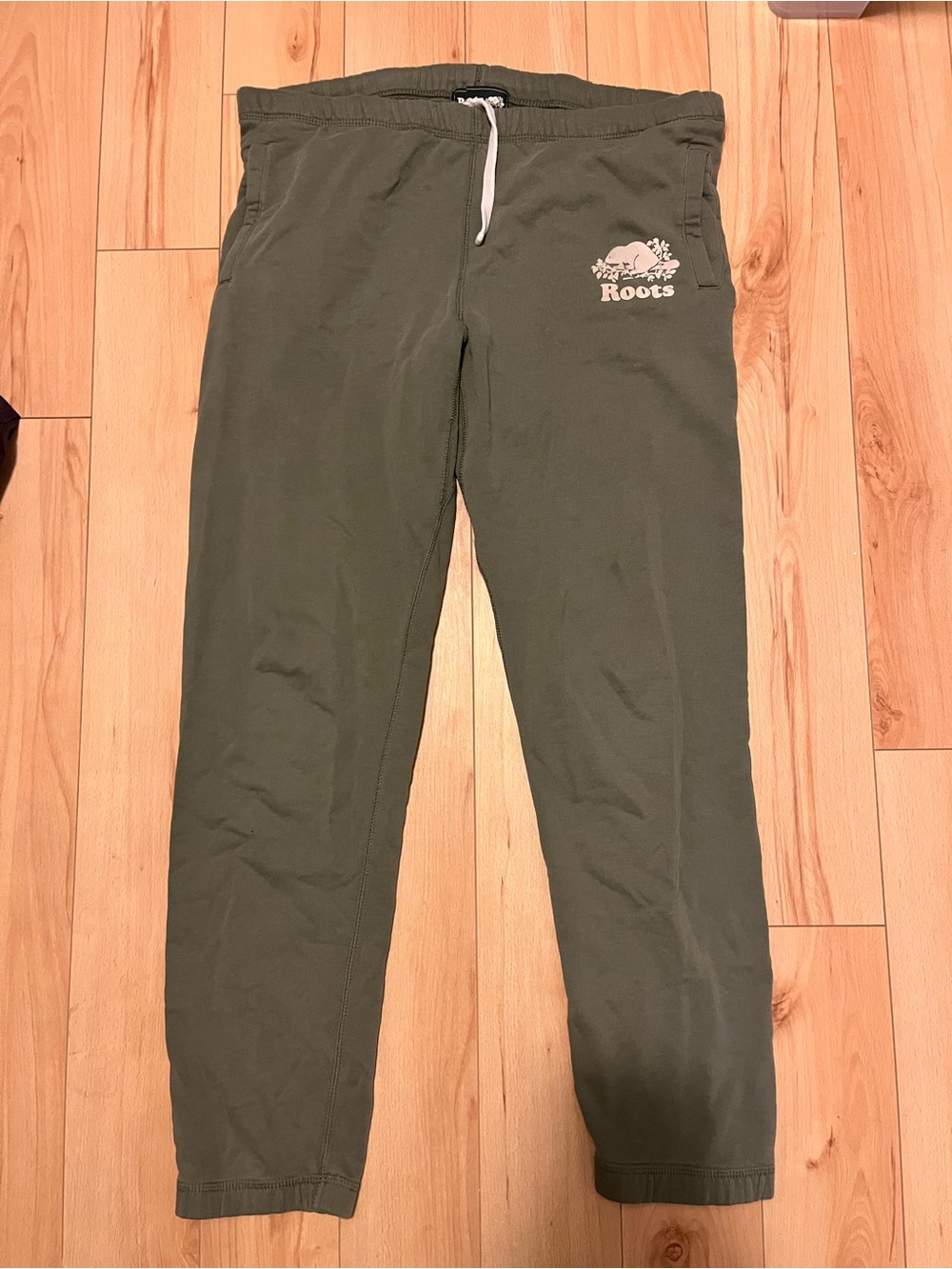 Roots Olive Green Track Pants with White Logo